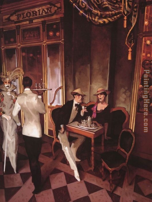 Cafe Florian painting - Juarez Machado Cafe Florian art painting